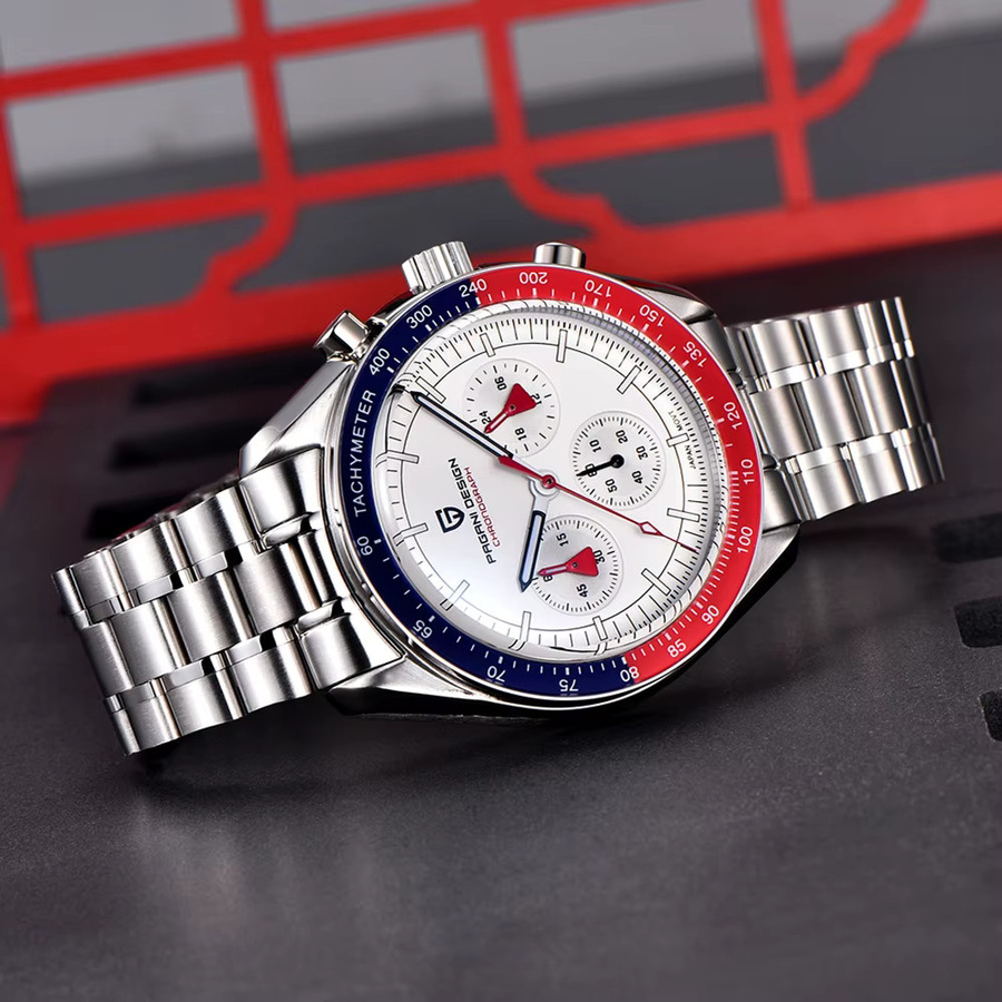 PAGANI DESIGN Chronograph, Quarz, Edelstahl, Schwarz Rot, Herren - Bild 2