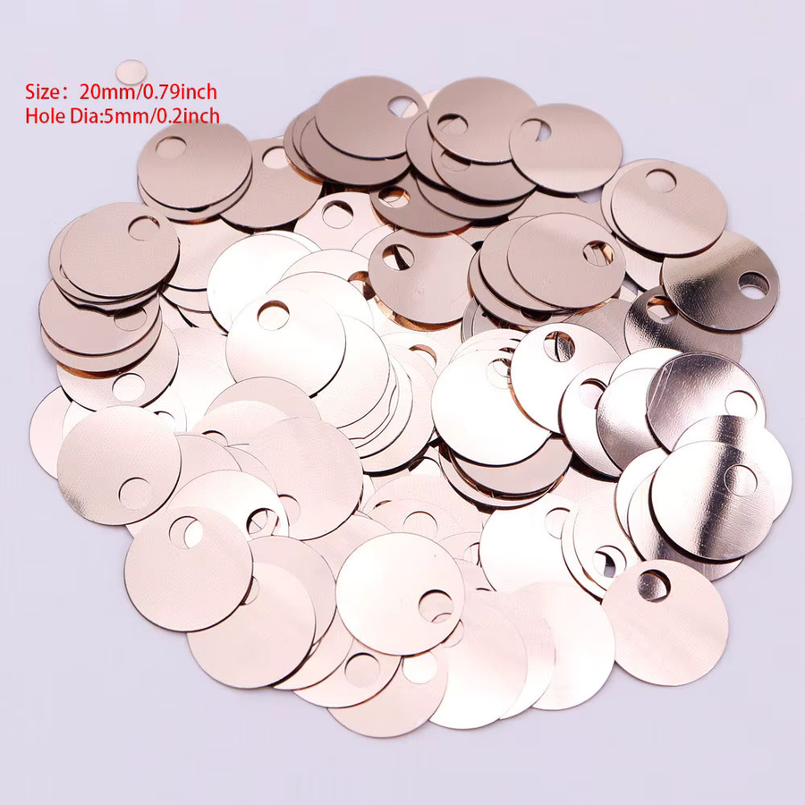 Champagnerfarbene runde PVC-Pailletten mit großem Loch für DIY-Bastelarbeiten und zum Nähen, 3 mm bis 30 mm - Bild 5