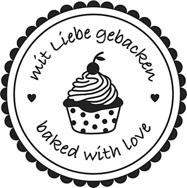 Rico Design Rundstempel Mit Liebe gebacken aus Holz Durchmesser: 3,5 cm - Bild 1