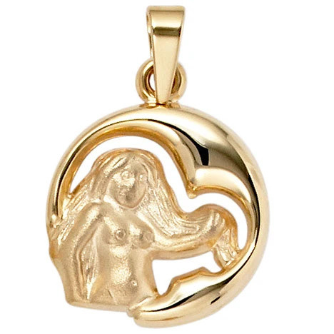 Colfem Anhänger Sternzeichen Jungfrau, 375 Gelbgold, matt, Unisex - Bild 1