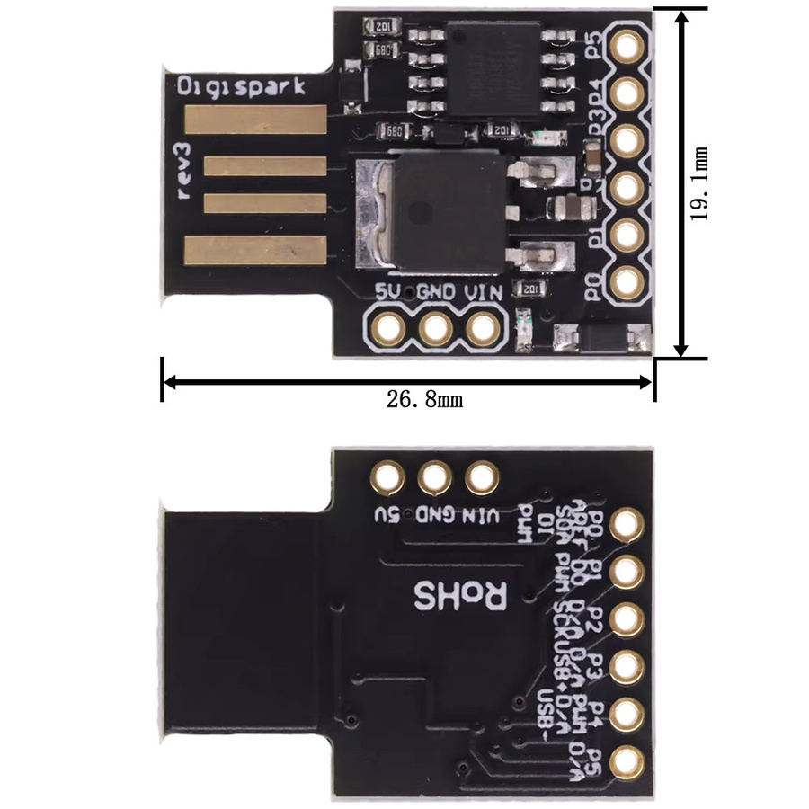 Digispark ATTINY85 Entwicklungsboard mit USB-C Anschluss in Blau und Schwarz für Arduino I2C/IIC Projekte - Bild 3