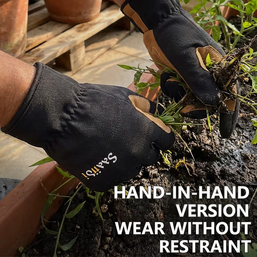 GETINFIT Gartenhandschuhe Schwarz, 1 Paar pannensicher, rutschfest und verschleißfest mit Touchscreen-Funktion für Outdoor-Aktivitäten - Bild 2