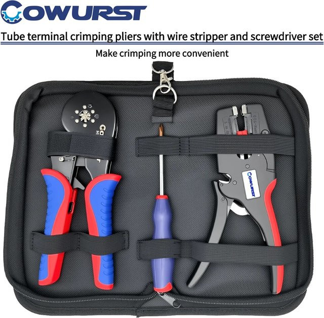 Cowurst Rohrklemmen-Crimpzangen-Set mit Kreuzschlitzschraubendreher und Abisolierzange - Bild 1