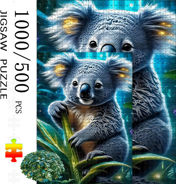 AZNM Koala- und Eukalyptusblatt-Puzzle, Pappe / Karton, Bunt / Mehrfarbig - Bild 1