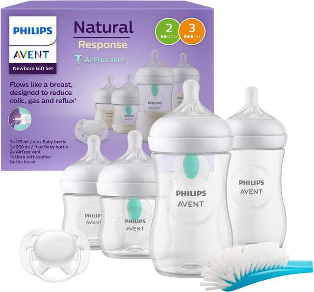 Philips Avent 6-tlg. Babyflaschen-Set Natural Response AirFree mit Anti-Kolik-Ventil, BPA-frei, transparent - Bild 1