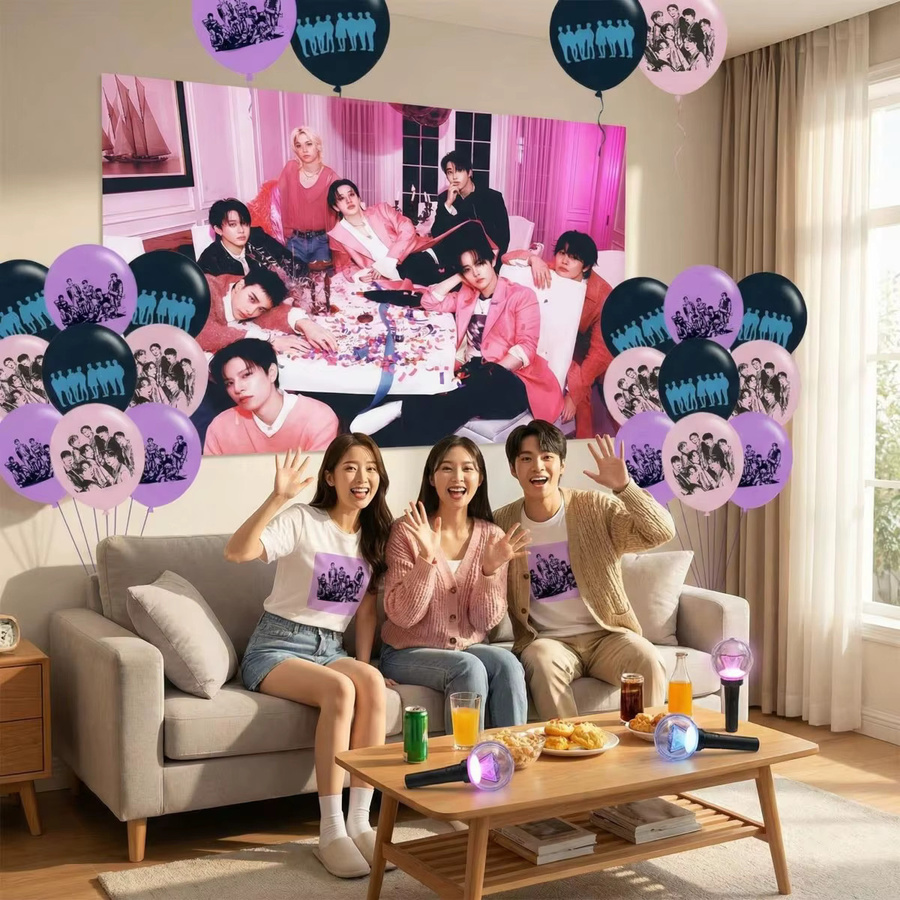 Doit Merch Stray Kids Hintergrundtuch und Ballon Set für Kpop Fan-Partys und Geburtstage - Bild 3