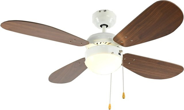AIRERYDER Deckenventilator Classic mit Beleuchtung und Zugkette, Weiß und Nussbaum, Durchmesser: 105 cm - Bild 1