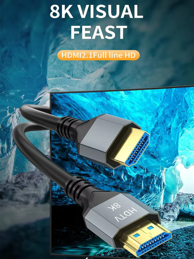 VAORLO HDMI 2.1 Kabel in Schwarz mit 8K/60Hz, 4K/120Hz und 48Gbps für TV-Box, PS5, PS4, Laptop und Monitor - Bild 5