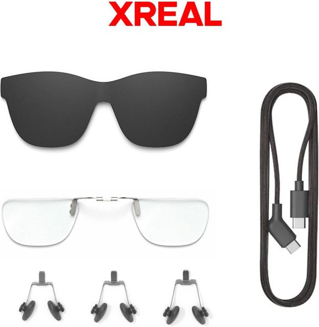 XREAL Smart AR-Brillen Zubehör Set in Schwarz mit Nasenpolster, Brillenabdeckung, 1,2 m Datenkabel und Kurzsichtigkeits-Brillengestell für XREAL Air 2 Ultra One Pro 1S - Bild 1
