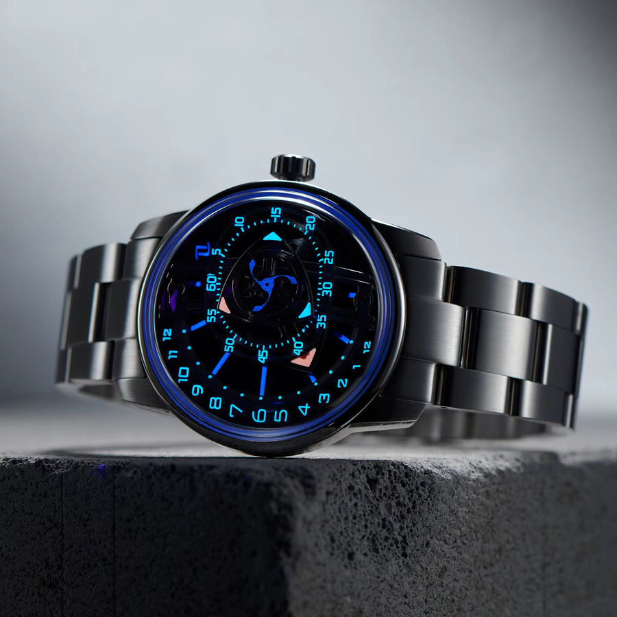 Oblvlo Armbanduhr Edelstahl, Automatik, Herren, Silber, Blau - Bild 2