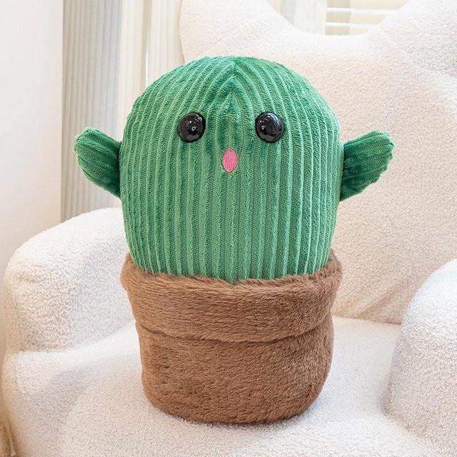 Binchi Fitness Kaktus Plüschtier Puppe Kissen, Grün Gelb, 35cm, ab 14 Jahre - Bild 1