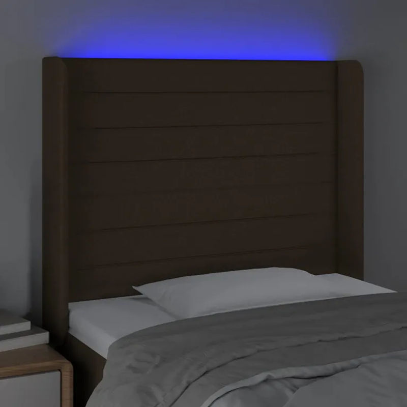 Vidaxl Bettkopfteil mit LED in Dunkelbraun aus Stoff, B: 83 cm, T: 16 cm, H: 118/128 cm - Bild 3