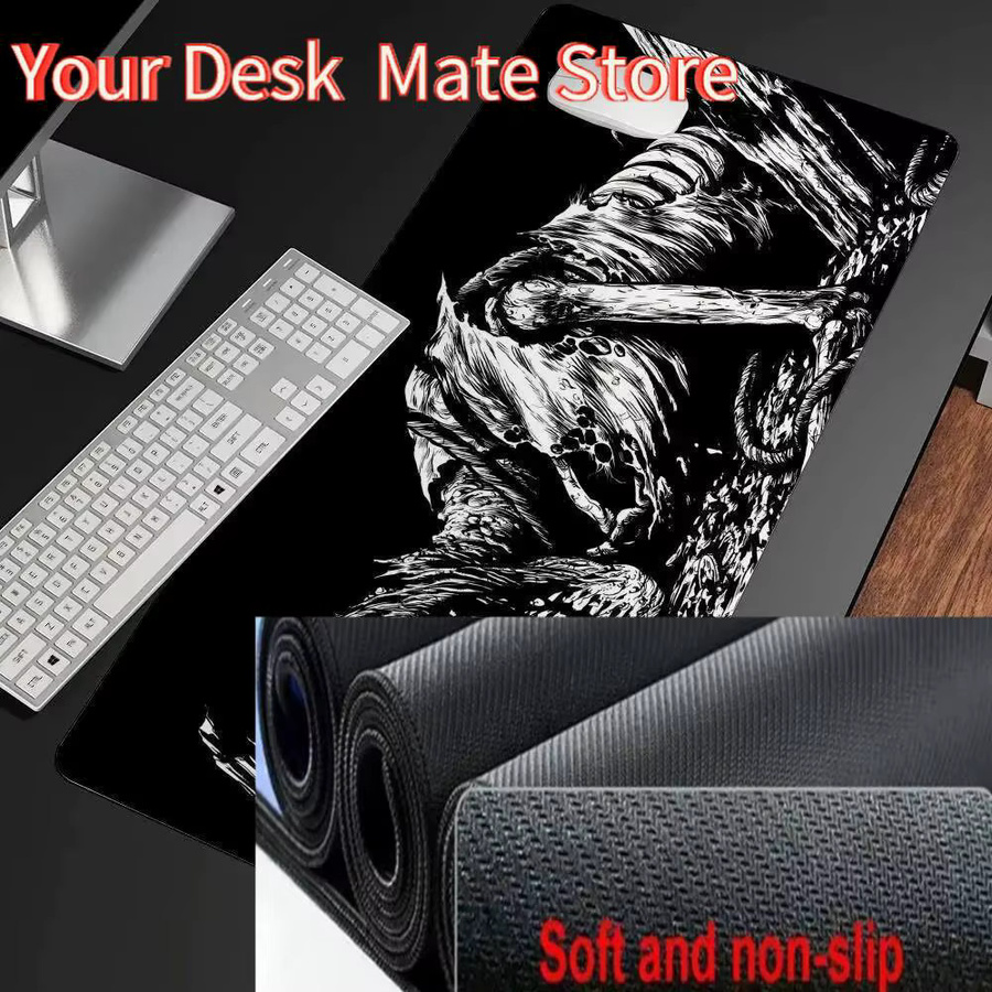 LockEdge Dark Horror Skull Gaming-Mauspad in Schwarz als große Schreibtischunterlage für Computer und Tastatur - Bild 2