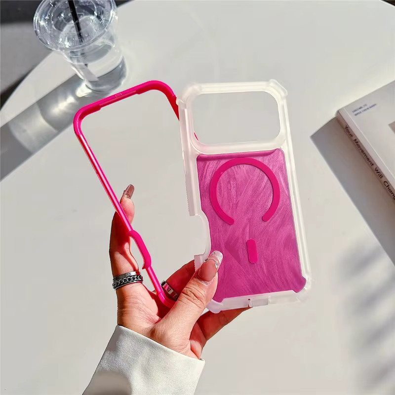 Magnetische Laser-Dazzling Handyhülle für Apple iPhone 17 Air 16 15 14 13 Pro Max mit doppelt bunter Kamera-Stoßschutzschicht in Multicolour und Blau - Bild 3