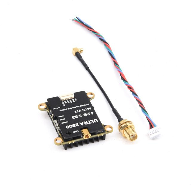 Readytosky FPV VTX Sender mit eingebautem Mikrofon, 4,9G-5,8G, 64CH, bis zu 2500mW, Schwarz - Bild 1