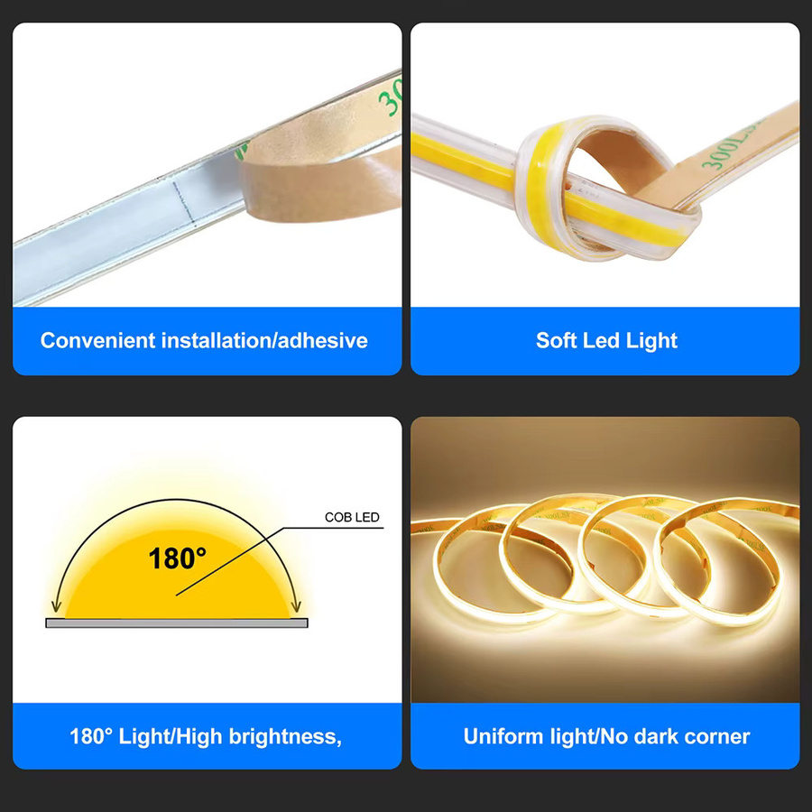 RAZEND Wasserdichtes COB-LED-Streifenlicht IP67 mit 320 LEDs/m, 12 V, CCT Farbtemperatur wählbar, flexibles LED-Band für lineare Beleuchtung - Bild 3