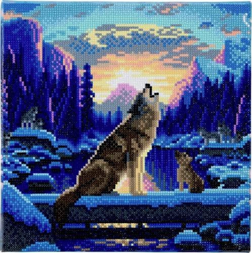 Crystal Art Leinwand Heulende Wölfe mit Kristallen B/B/H: 30 x 30 x 30 cm - Bild 1