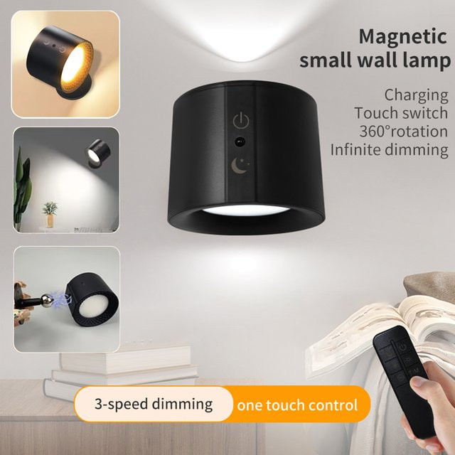 GGBEE Wiederaufladbare magnetische LED-Wandleuchte mit Dual-Head-Up-Down-Beleuchtung, 3 Farben und Touch-Sensor inklusive Fernbedienung - Bild 1