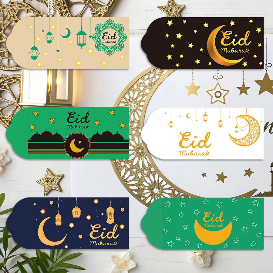 Rote Eid Mubarak Geldgeschenktüten aus Papier für Ramadan, Eid al-Adha, Hochzeiten und Geburtstage - Bild 3