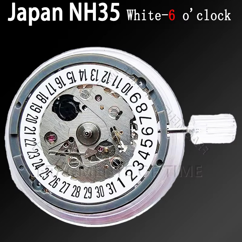 Automatisches mechanisches Uhrwerk NH35, 24 Juwelen, weiß/schwarzer Kalender, Unisex - Bild 2