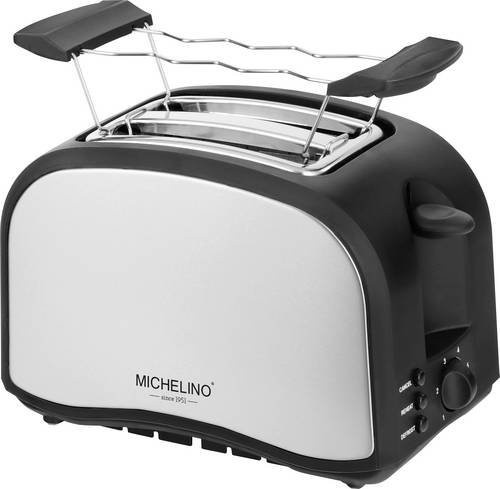 Michelino Toaster für 2 Scheiben aus Edelstahl in Schwarz und Silber mit 800 Watt - Bild 1