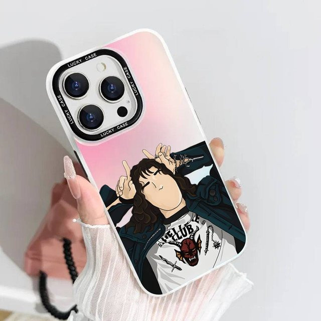 E-Eddie Munson Handyhülle mit Laser-Effekt in Silber für iPhone 11 bis iPhone 17 Pro Max Plus und Air Modelle - Bild 1