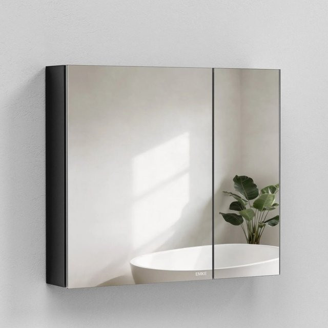 Emke Spiegelschrank Schwarz 2-türig für das Badezimmer B: 85 cm, H: 65 cm - Bild 1