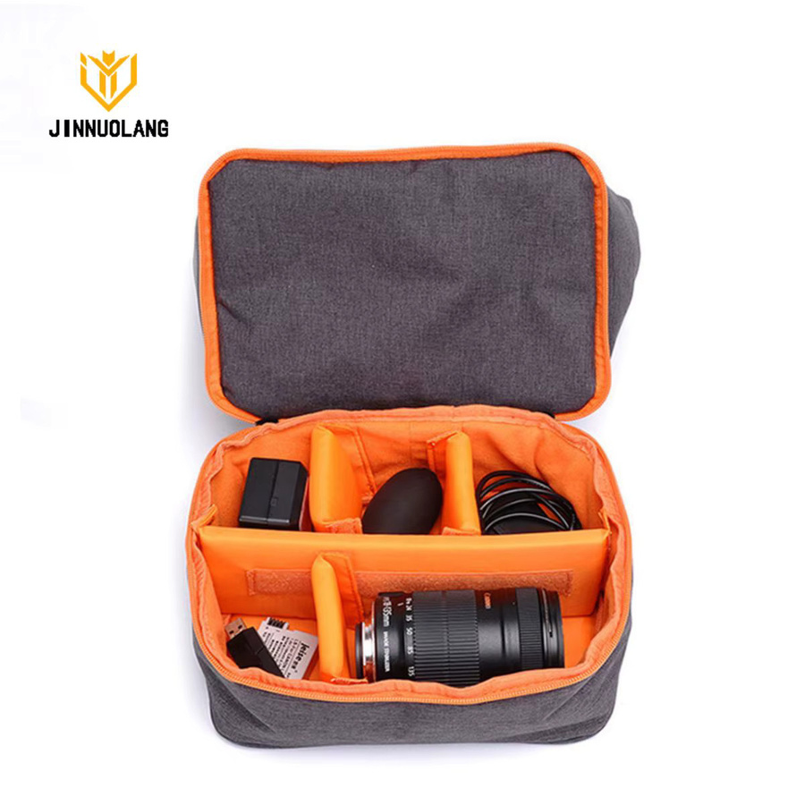 Stoßfester und wasserabweisender Kamera-Rucksack von JINNUOLANG für DSLR-Kamerataschen, ideal für Outdoor-Reisen, in Orange und Grau - Bild 3