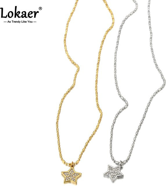 Lokaer Halskette Edelstahl, Zirkonia, Mond Stern Herz, Damen - Bild 1