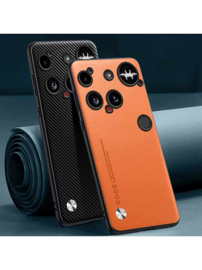 EUCAGR Luxus PU Leder Handyhülle für Nothing Phone 3, 3A Pro und 3A in Orange mit Silikon Vollschutz - Bild 3