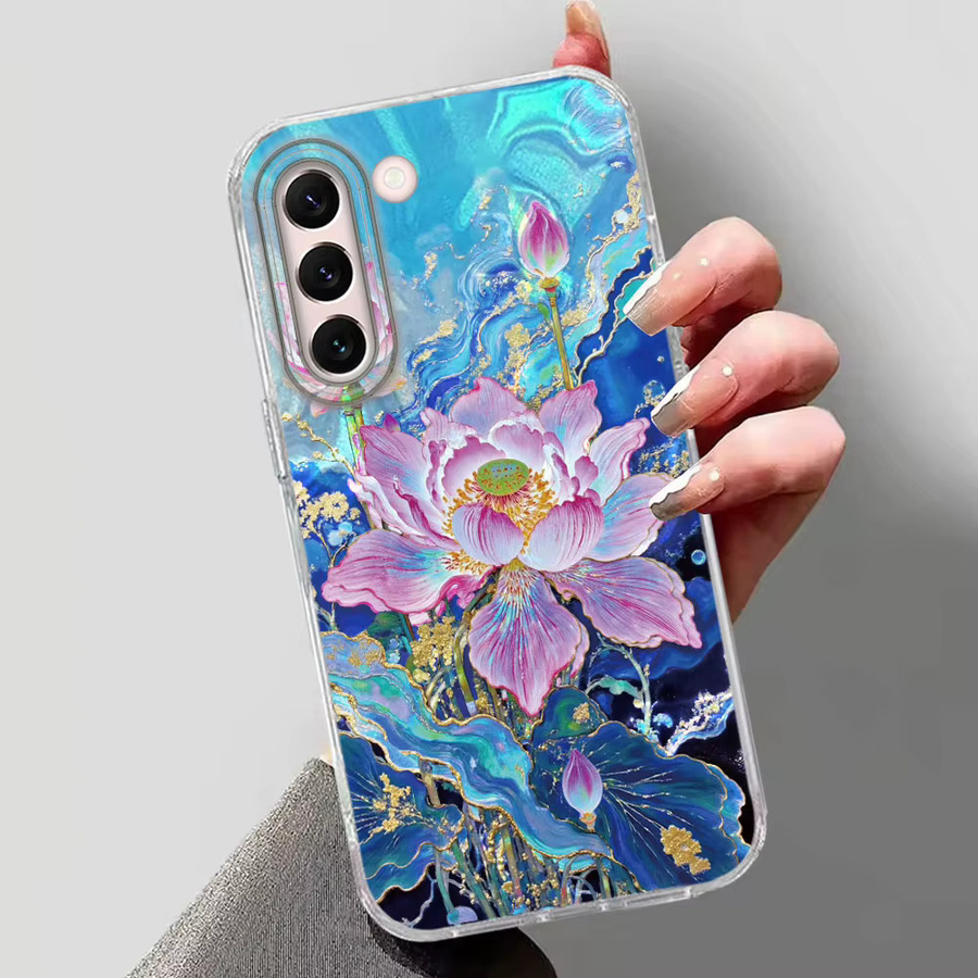 Bunte Lotusblüten Luxus-Print Handyhülle für Samsung Galaxy S22 S23 S24 S25 S26 S21 Plus S20 FE Ultra in Multicolor - Bild 2