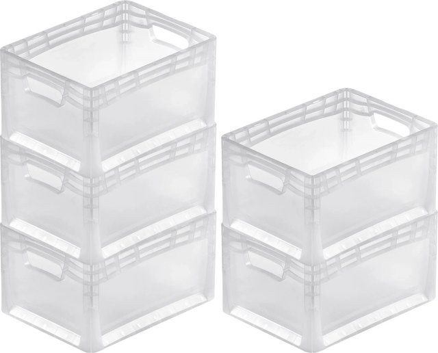 PROREGAL SparSet 5x Eurobehälter LightLine Transportboxen mit offenem Griff, transparent, H x B x T: 22 x 30 x 40 cm, 24 Liter - Bild 1