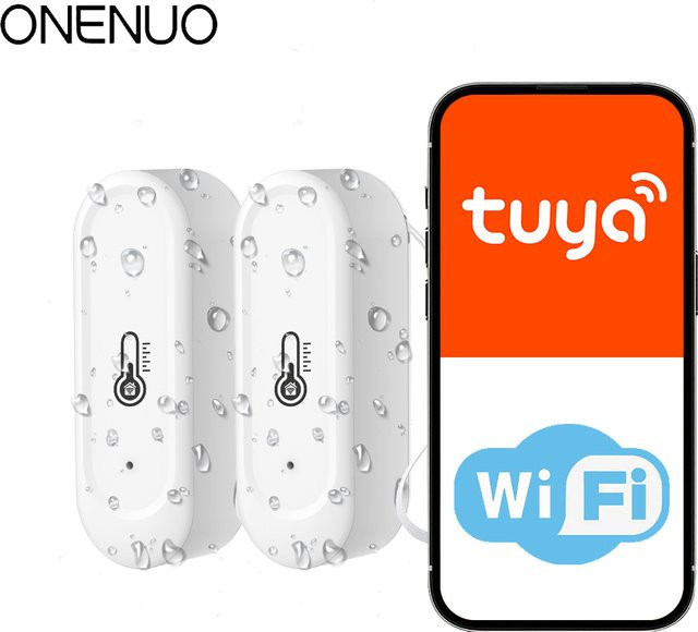 ONENUO Smart Home Temperatur und Feuchtigkeit Sensor IP65 Wasserdicht Tuya WIFI Thermometer in Weiß mit Alexa und Google Home Unterstützung - Bild 1