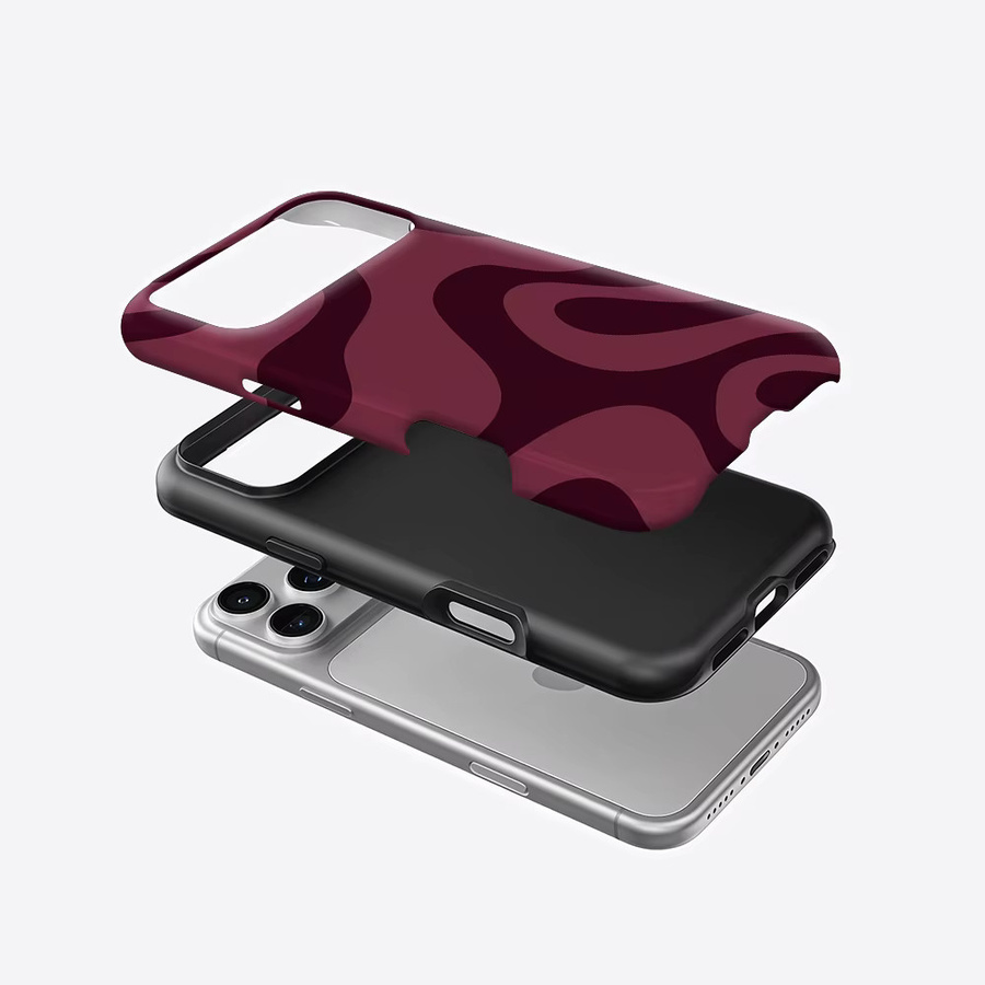 Potdemiel Burgundy Flow magnetische Handyhülle für iPhone 17 16 15 14 13 Pro Max Plus, robuste doppelschichtige Schutzhülle in Rot - Bild 2