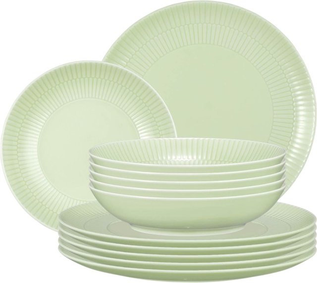 Seltmann Weiden Tafelservice Amina 12-teilig aus Porzellan in Green - Bild 1