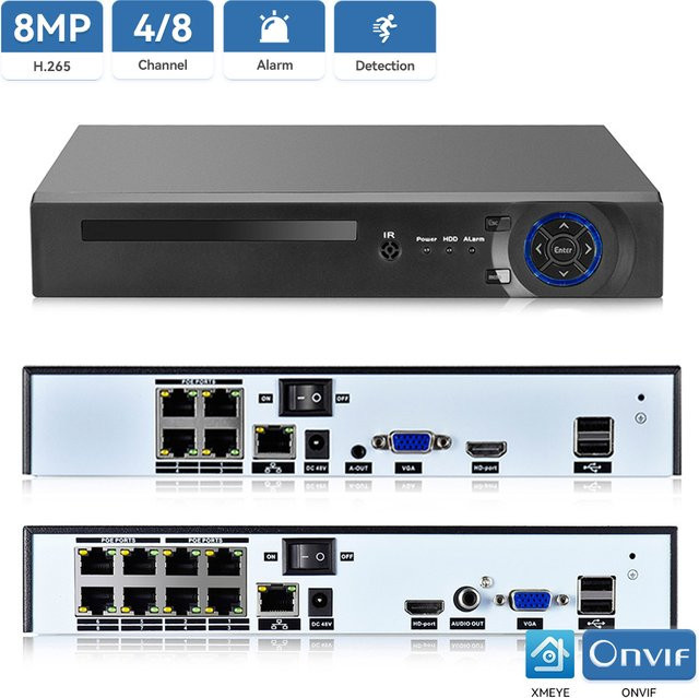 Xmeye 4K 8MP PoE NVR Sicherheitssystem mit Gesichtserkennung und Fernzugriff in Schwarz - Bild 1