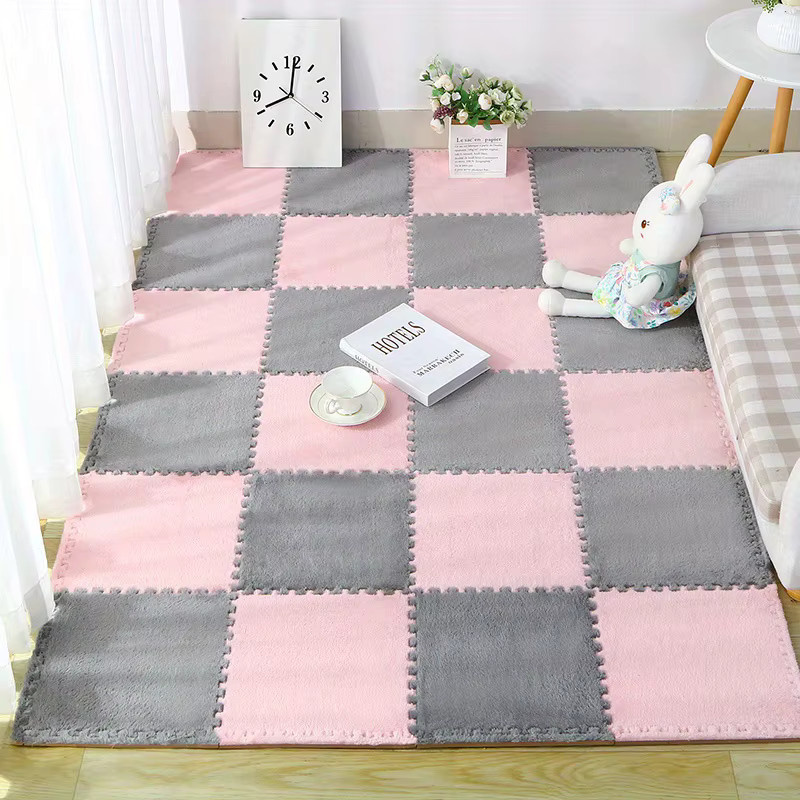 DHDH Baby-Puzzlematte aus weichem Schaumstoff und Mikrofaser, blau, waschbar - Bild 1