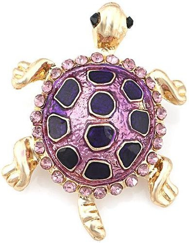 YIRAN Jewelry Brosche Schildkröte, Kristall, Metall, Unisex, beige - Bild 1