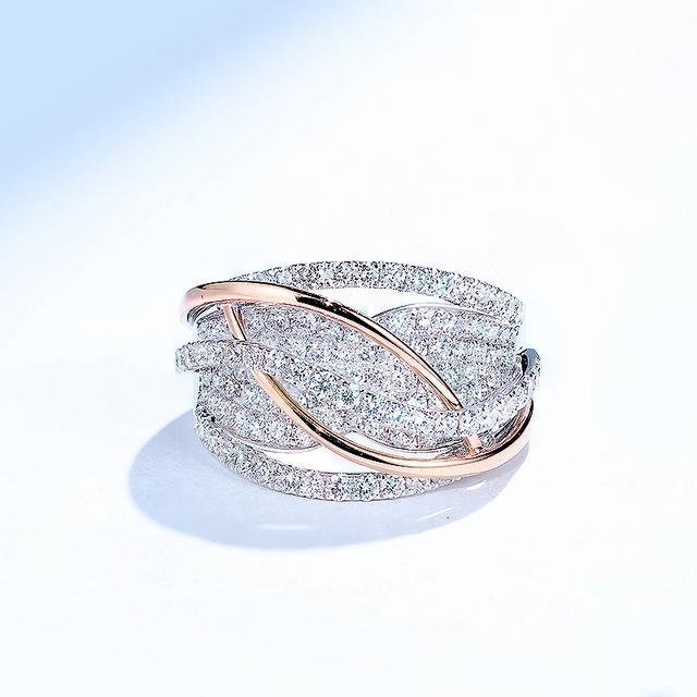 Verlobungsring, Gold- und Silberfarben, Zirkon, Damen - Bild 1