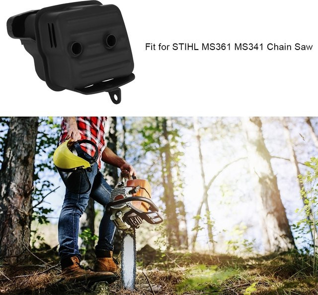 Qiilu Ersatz-Schalldämpfer in Schwarz passend für STIHL MS361 MS341 Kettensägen - Bild 1