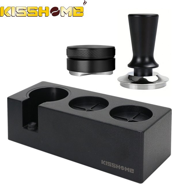 Kaffee Tamper mit Konstantdruck für Delonghi und Breville Siebträger, Espresso Verteiler aus Edelstahl, Schwarz, Durchmesser: 51 mm, 53 mm oder 58 mm - Bild 1