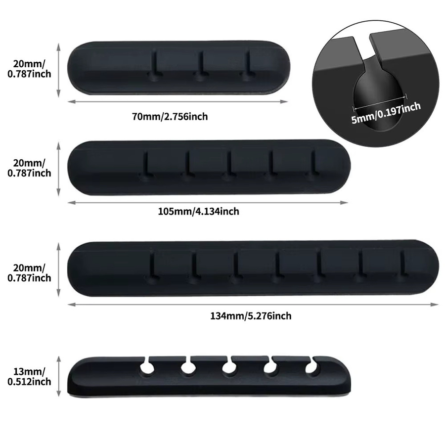 Silikon USB Kabel Organizer und Kabelhalter in Schwarz für Maus und Kopfhörer - Bild 2