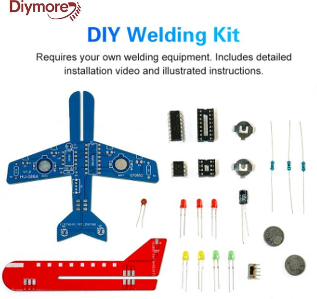 diymore Elektronisches kleines Flugzeug, DIY-Kit, LED-Flow-Licht - Bild 1