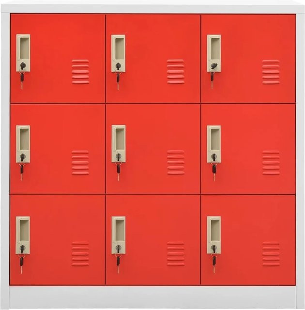 vidaXL Schließfachschrank aus Stahl in Rot und Grau mit Schloss, B/T/H: 90 x 45 x 92,5 cm - Bild 1