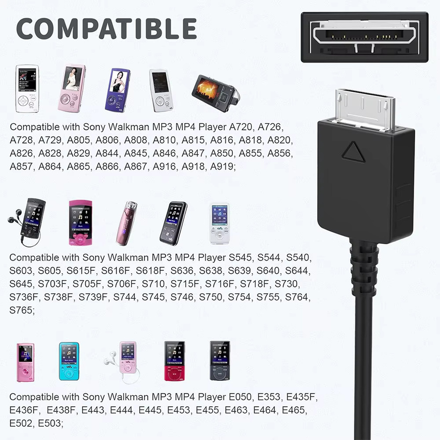 Sony Datenkabel für Walkman MP3 und MP4 Player NW-A45 A55 A35 A46 A25 ZX100 2 HN in Schwarz - Bild 2