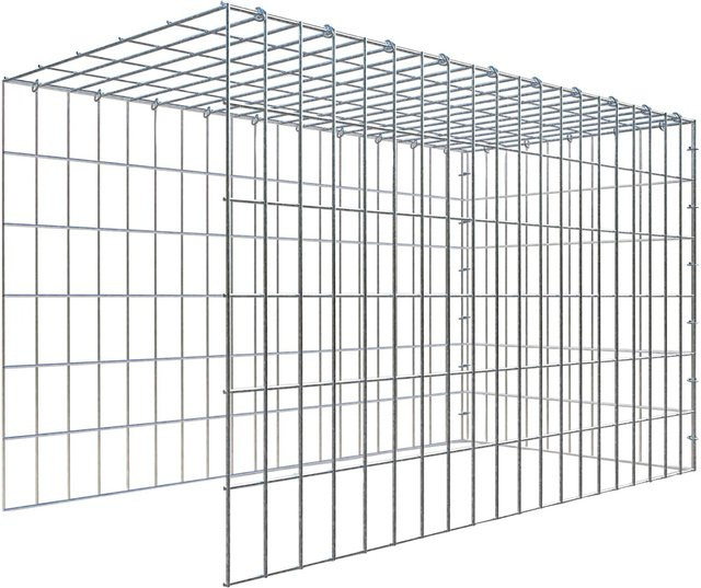 Gabiona C-Ring Anbaukorb Typ 4 in Silbergrau, B/T/H: 60 x 100 x 50 cm - Bild 1