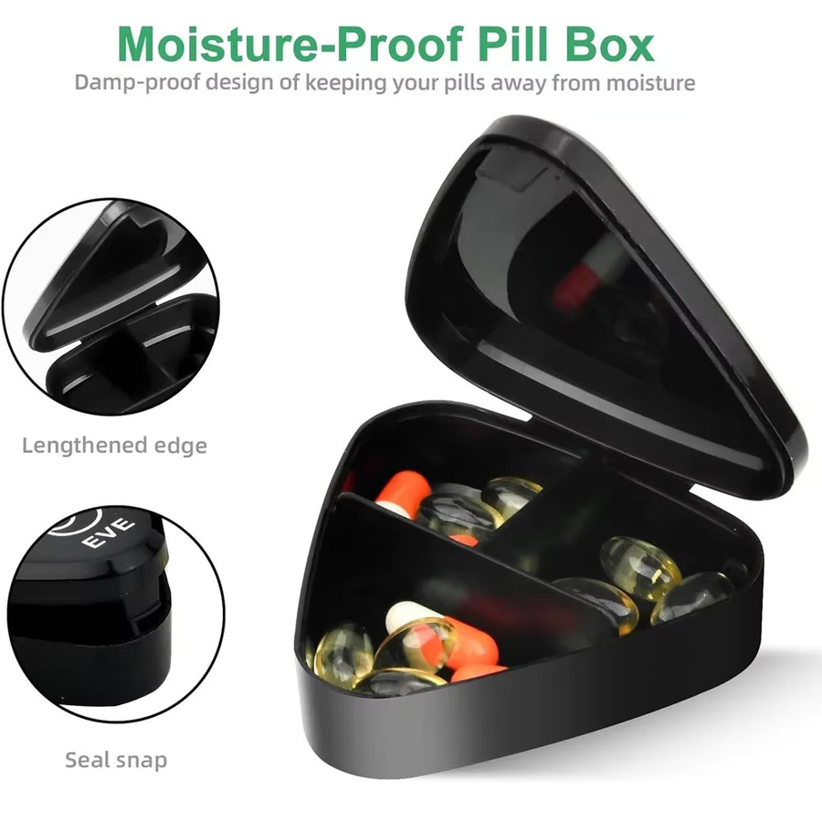 Wöchentlicher Pillen-Organizer für 7 Tage mit 3 Einteilungen pro Tag, kompakte Pillendose in Schwarz und Multicolour, B/T/H: 15,8 x 6,5 x 4,2 cm - Bild 2