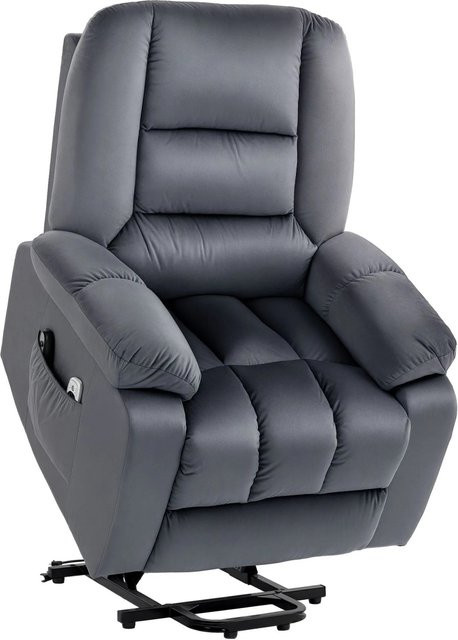 HOMCOM Elektrischer Fernsehsessel mit Aufstehhilfe für Senioren in Grau mit Samtbezug, B/T/H: 94 x 85 x 107 cm - Bild 1
