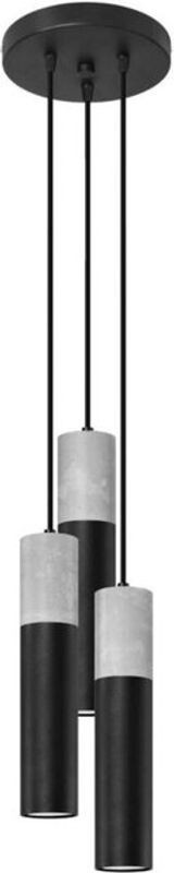 Sollux Hängelampe Borgio Pendelleuchte aus Stahl in Schwarz oder Grau mit 3x GU10 Neutralweiß, Durchmesser: 20 cm - Bild 1