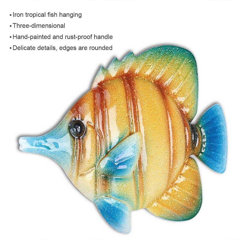 Tooarts Wanddekoration Tropische Fische aus Metall in Khaki, Maritimes Ornament für die Wandmontage - Bild 2